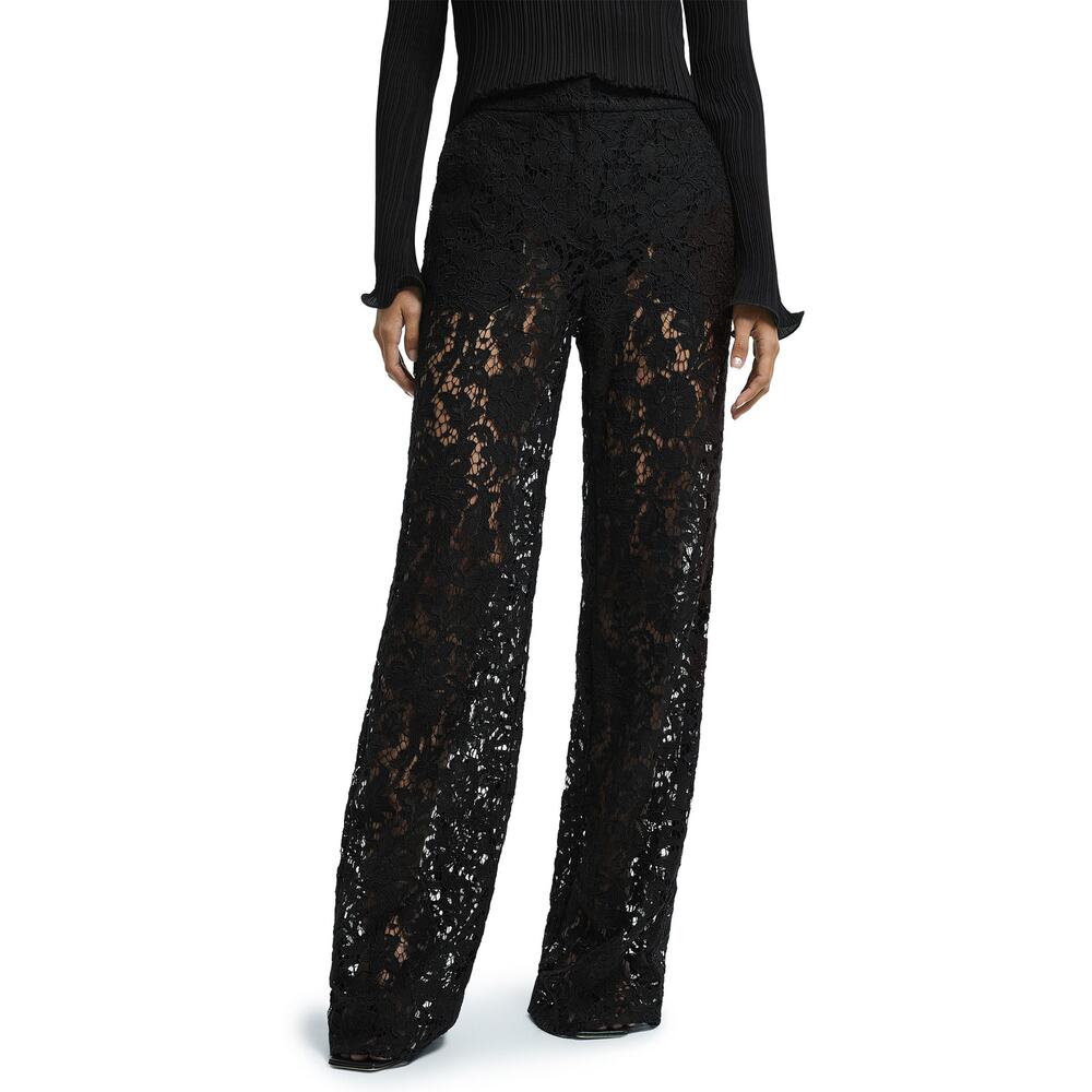 Reiss Black Lace Wide-Leg Pants